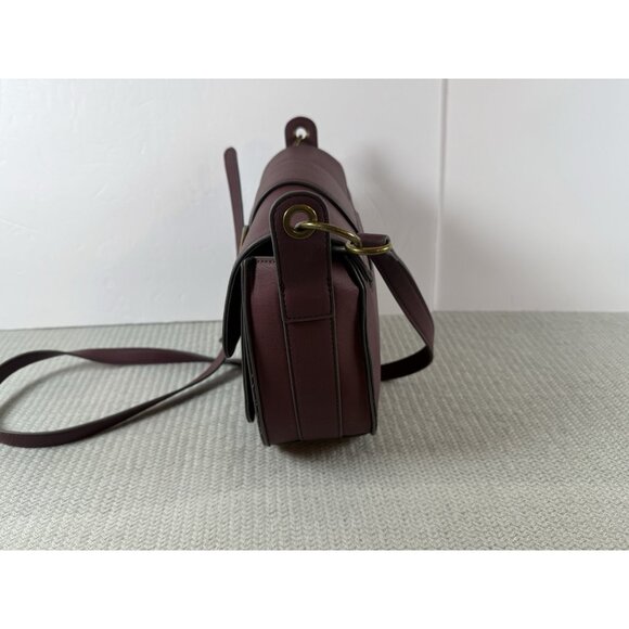 Burgundy Mauve Brass HW Vegan Hobo Crossbody Purse 10x9x3 DisneyBound Bag - Picture 11 of 11